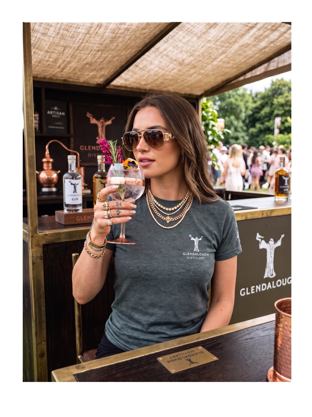 new Glendalough Distillery Graphic Tee Shirt T ☀︎︎ Heather Military Green ☀︎ S